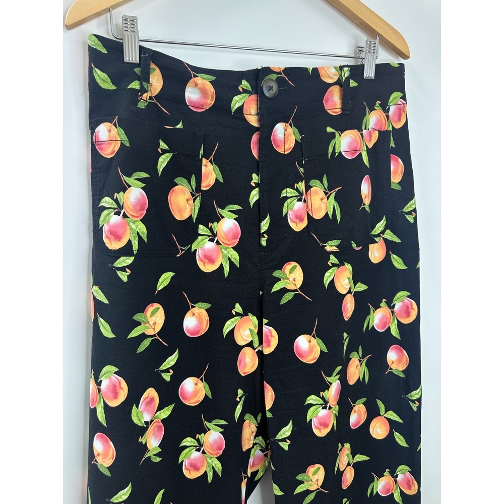 Maeve x Anthropologie Colette Crop Ankle Wide-Leg Pants Black Peach Print 33 - Picture 3 of 15